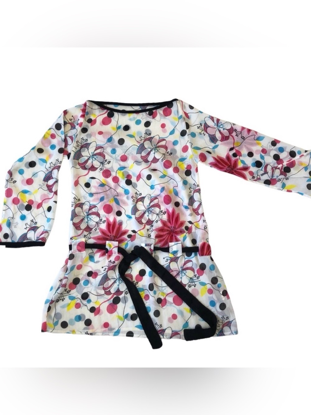 Women’s Tunic Top Shirt Swimsuit Cover Up Funky Floral Flower Print BoHo Hippy